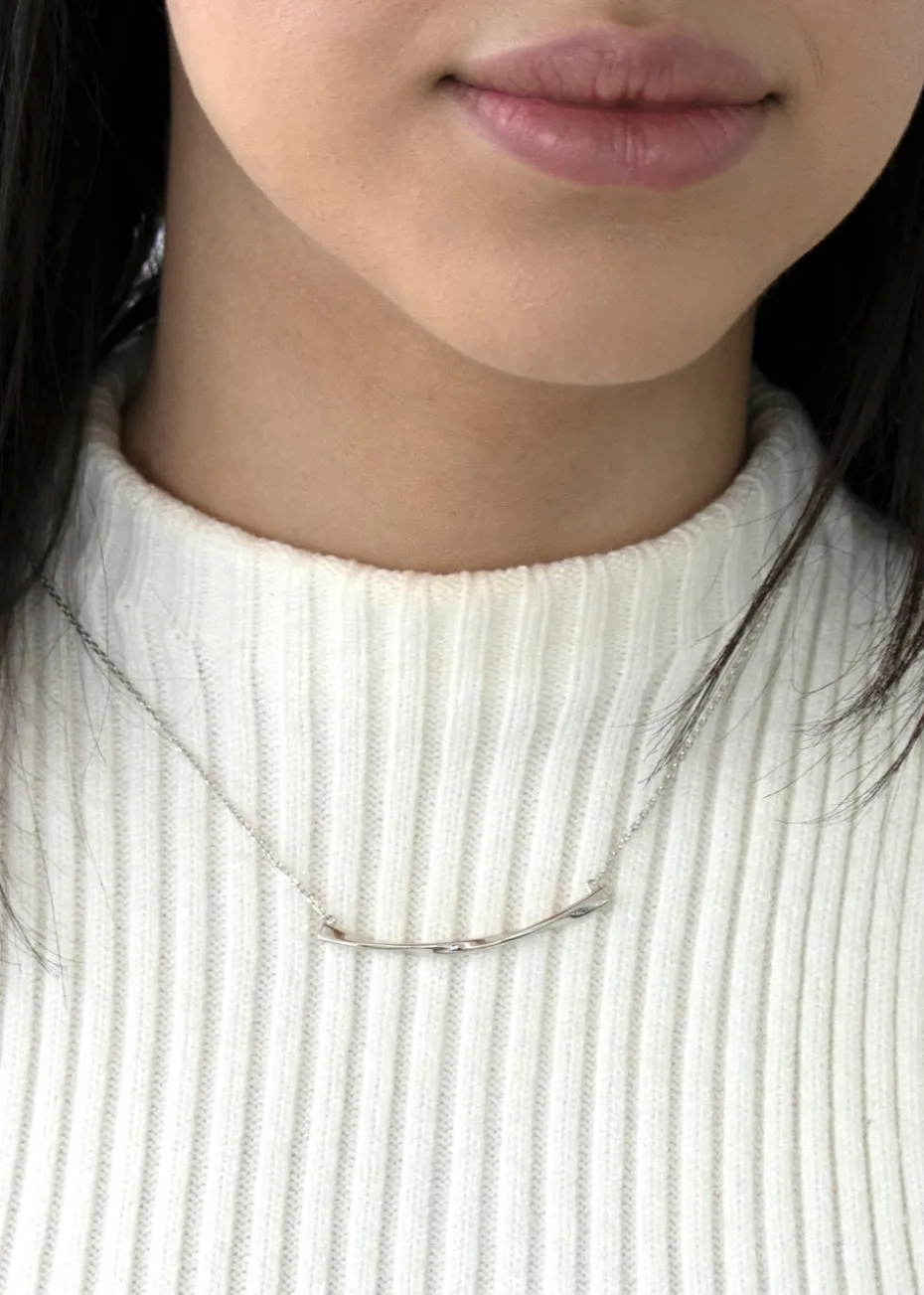 Golden Moments Sterling Silver Twisted-Bar Necklace