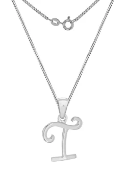 Golden Moments Sterling Silver Diamond 'T' Initial Necklace