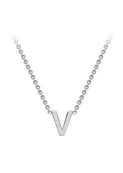 Golden Moments Sterling Silver 'V' Initial  Necklace