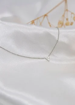Golden Moments Sterling Silver 'V' Initial  Necklace