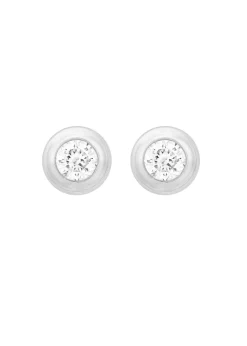Golden Moments Sterling Silver CZ Stud Earrings