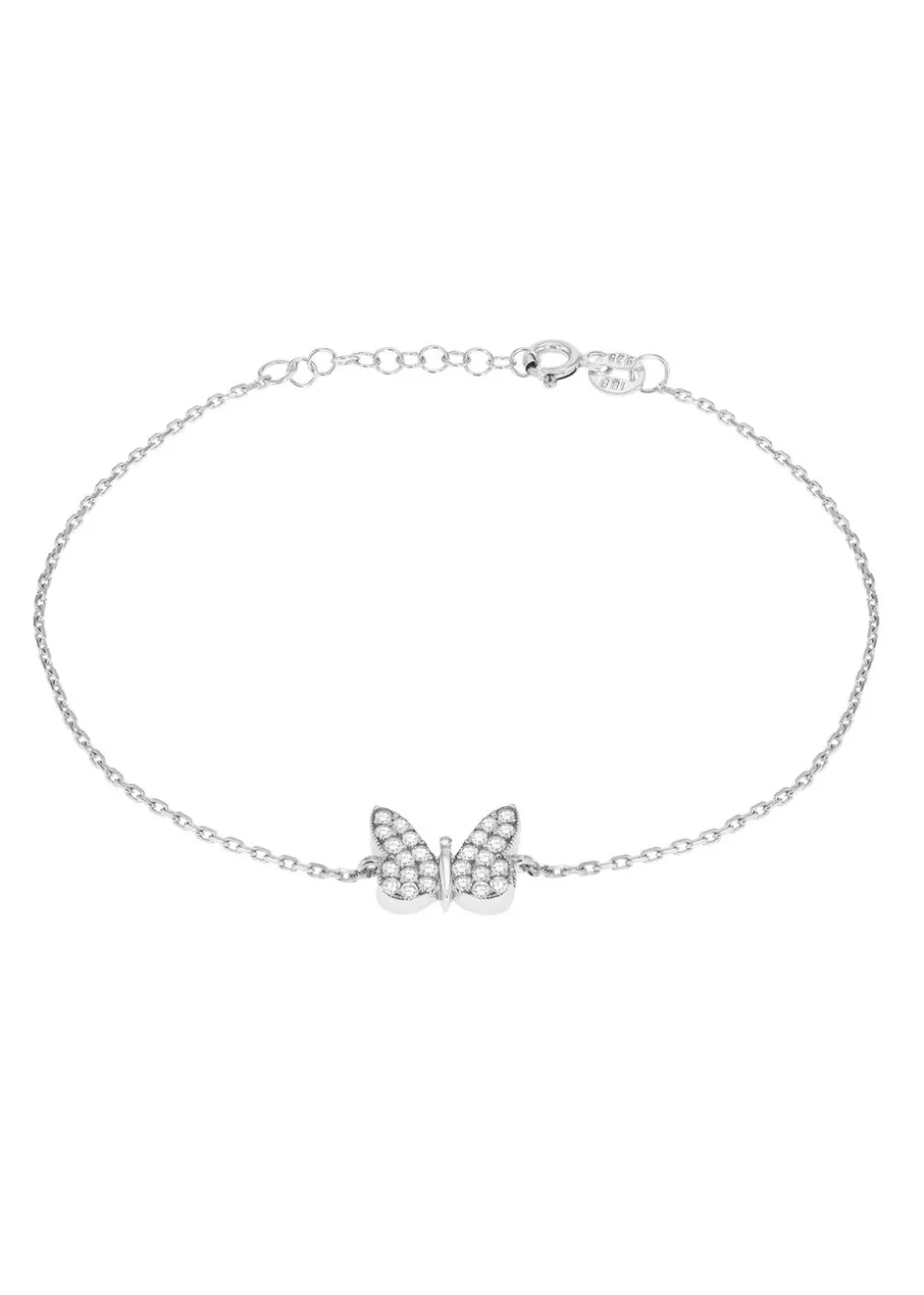 Golden Moments Sterling Silver CZ Butterfly Bracelet
