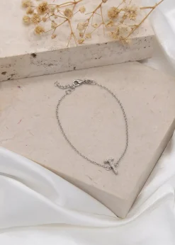 Golden Moments Sterling Silver CZ 'T' Initial Bracelet