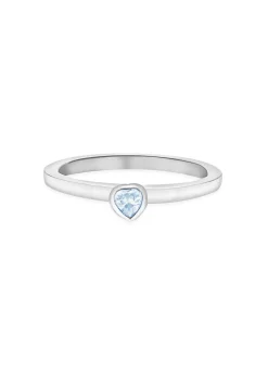 Golden Moments Sterling Silver Blue CZ Heart Ring