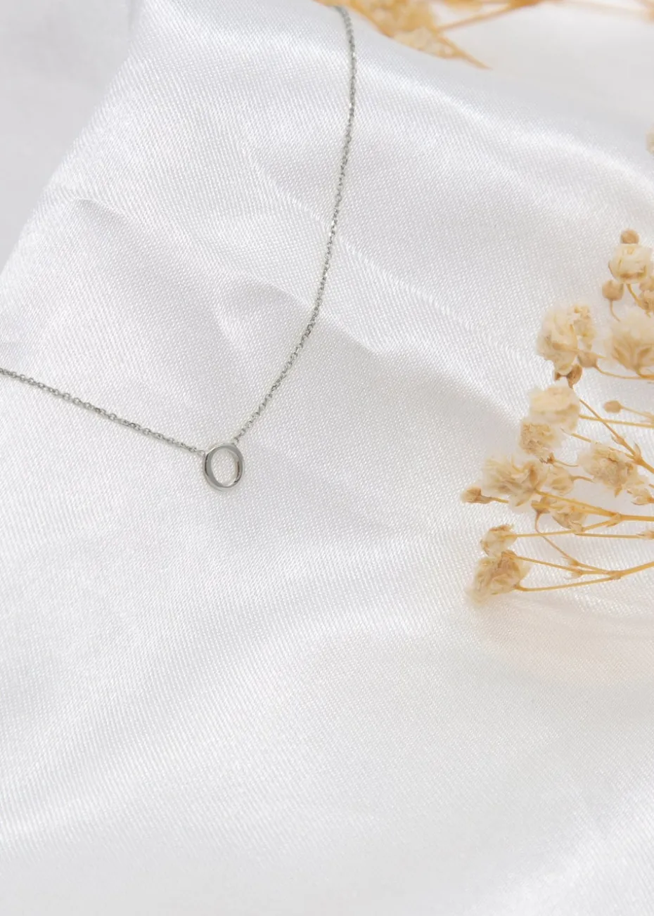 Golden Moments Sterling Silver 'O' Initial Necklace