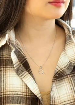 Golden Moments Sterling Silver Diamond 'Q' Initial Necklace