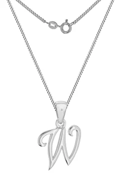Golden Moments Sterling Silver Diamond 'W' Initial Necklace