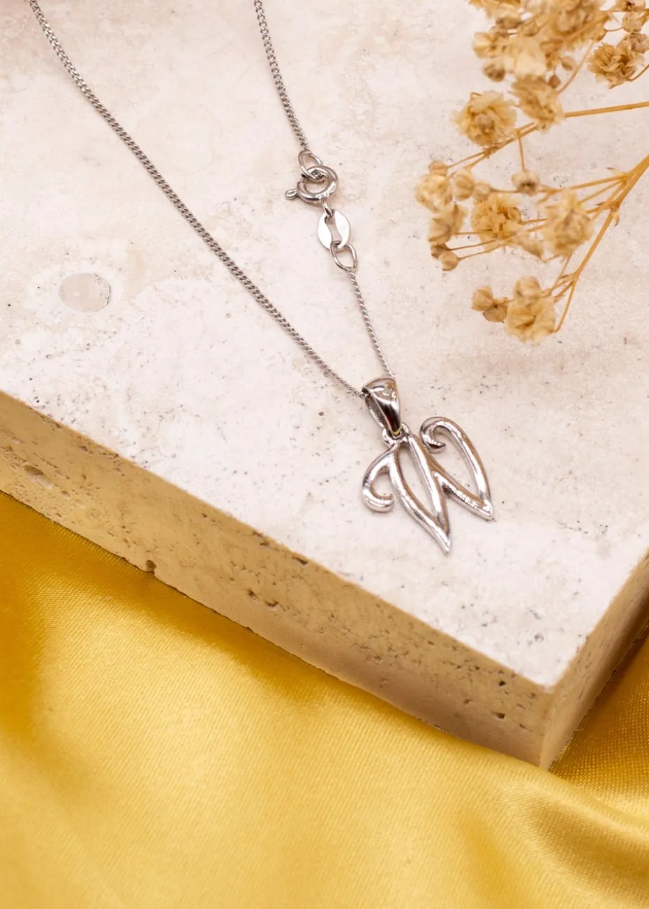 Golden Moments Sterling Silver Diamond 'W' Initial Necklace