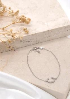 Golden Moments Sterling Silver CZ 'C' Initial Bracelet