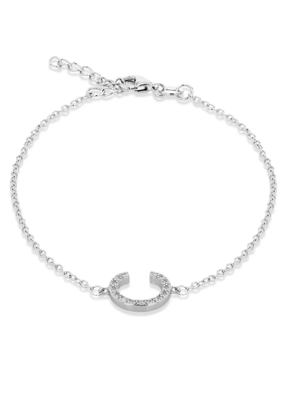 Golden Moments Sterling Silver CZ 'C' Initial Bracelet