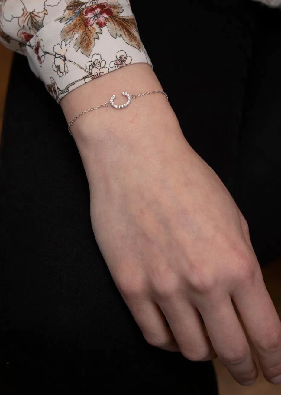 Golden Moments Sterling Silver CZ 'C' Initial Bracelet