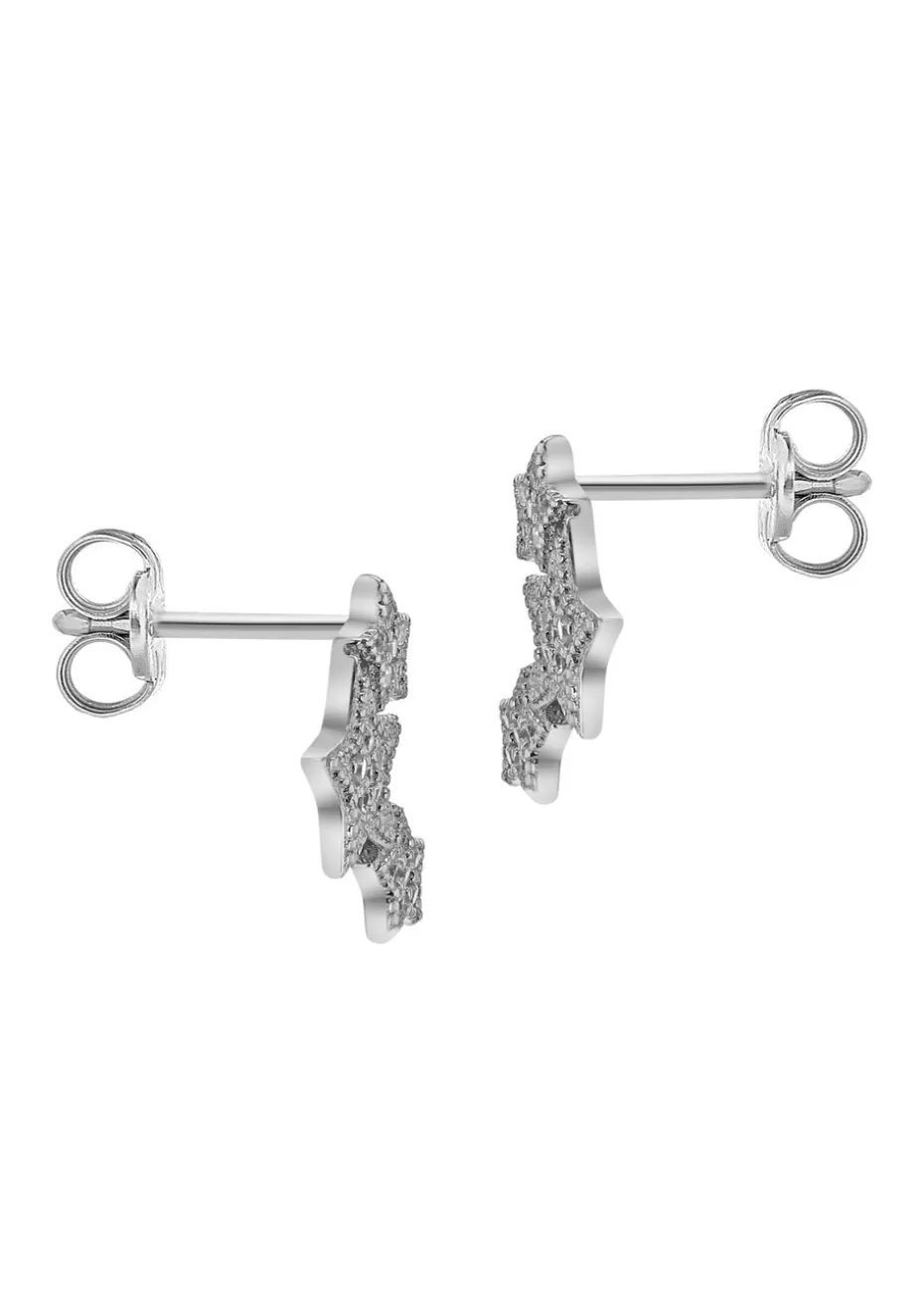 Golden Moments Sterling Silver CZ Star Earrings