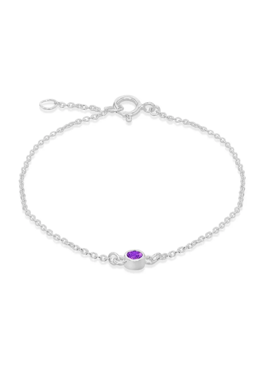 Golden Moments Sterling Silver CZ February Birthstone Bracelet
