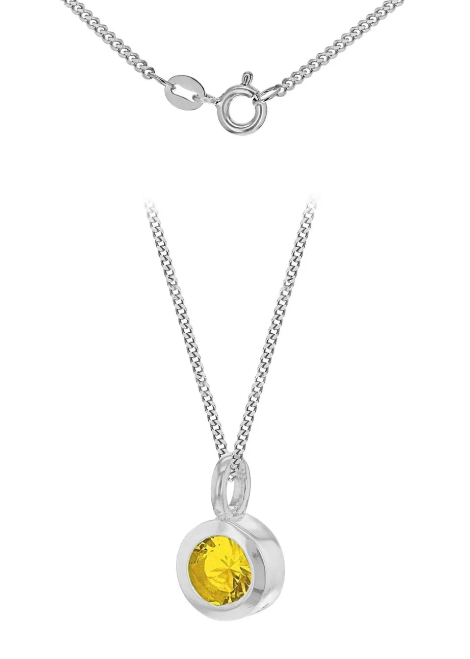 Golden Moments Sterling Silver CZ November Birthstone Necklace