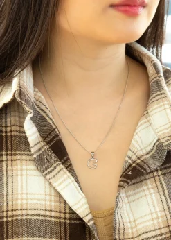 Golden Moments Sterling Silver Diamond 'G' Initial Necklace