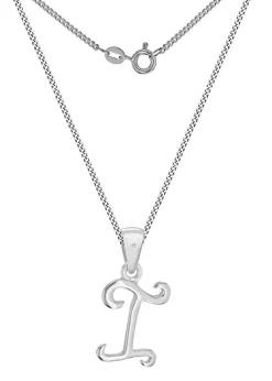 Golden Moments Sterling Silver Diamond 'I' Initial Necklace