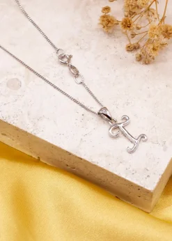 Golden Moments Sterling Silver Diamond 'I' Initial Necklace