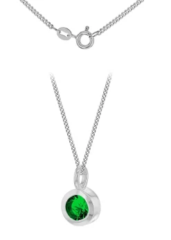 Golden Moments Sterling Silver CZ May Birthstone Necklace