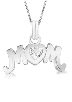 Golden Moments Sterling Silver CZ 'Mum' Necklace
