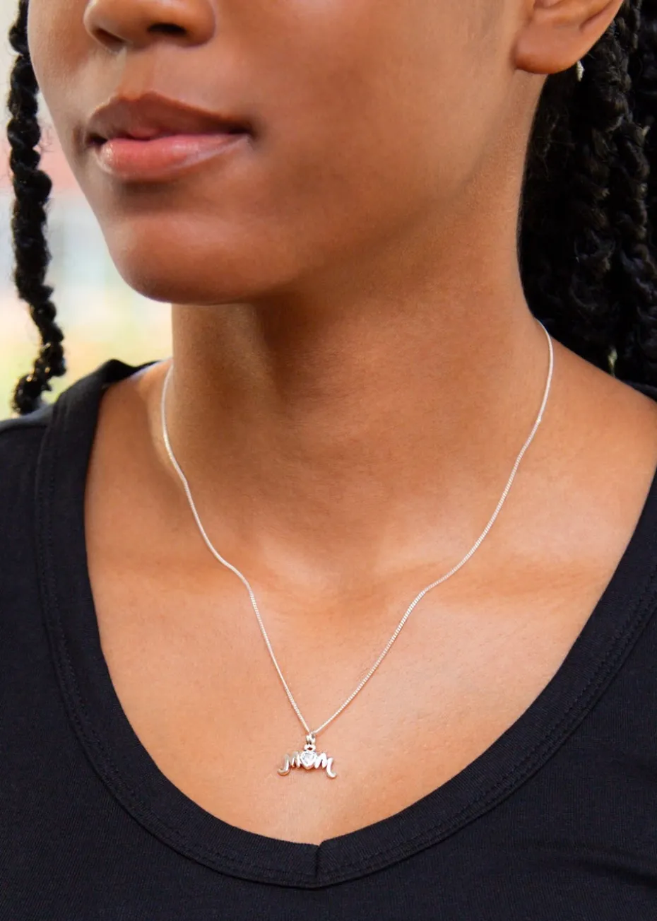 Golden Moments Sterling Silver CZ 'Mum' Necklace