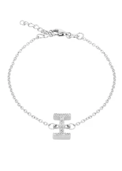 Golden Moments Sterling Silver CZ 'I' Initial Bracelet