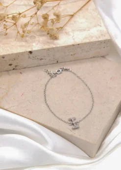 Golden Moments Sterling Silver CZ 'I' Initial Bracelet
