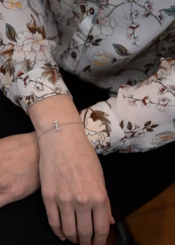 Golden Moments Sterling Silver CZ 'I' Initial Bracelet
