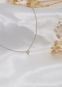 Golden Moments Sterling Silver 'P' Initial  Necklace