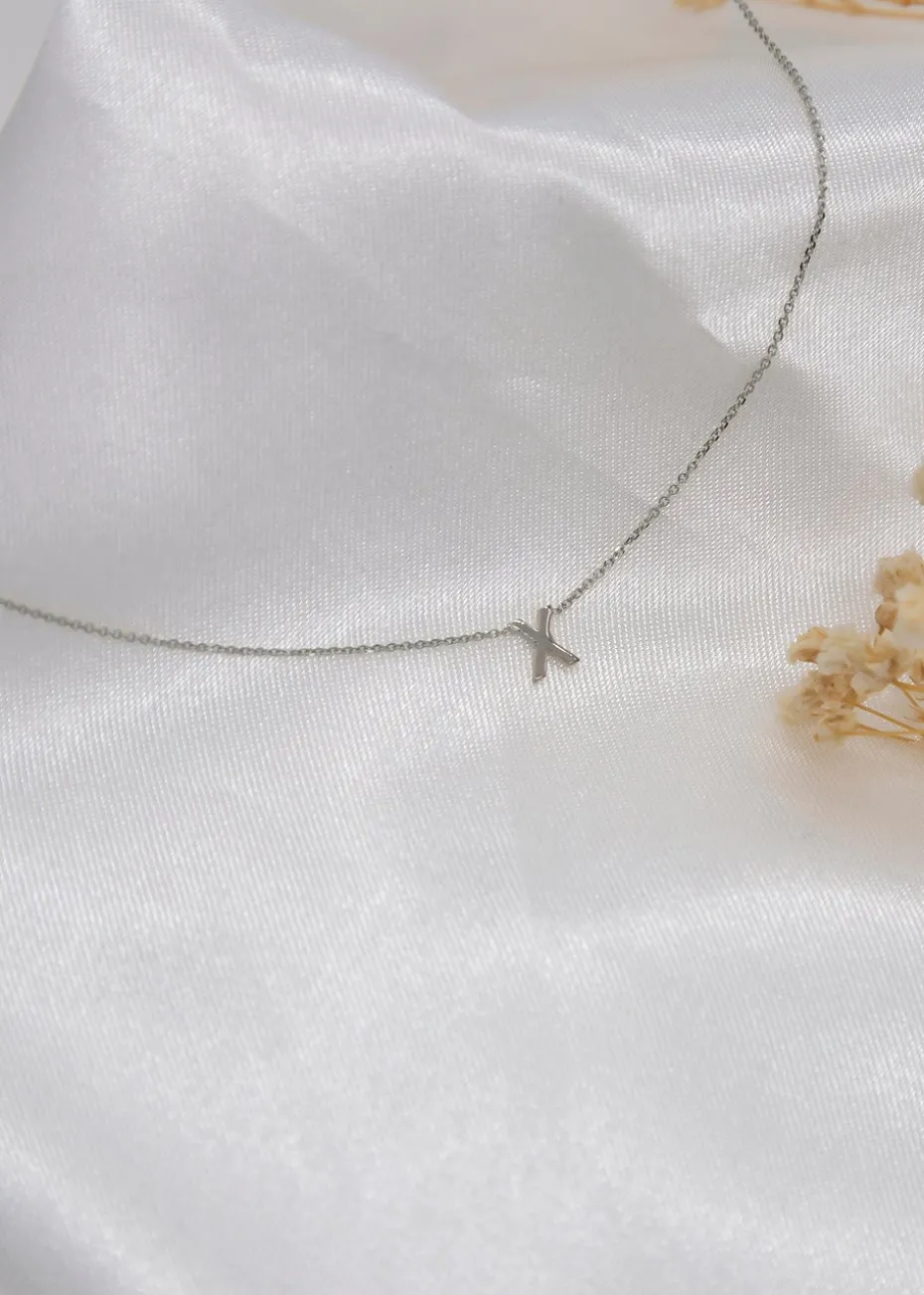 Golden Moments Sterling Silver 'X' Initial Necklace