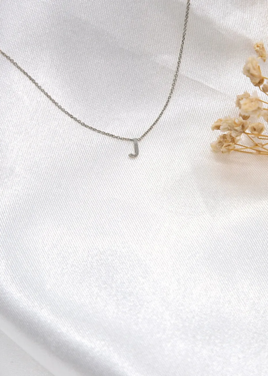 Golden Moments Sterling Silver 'J' Initial Necklace