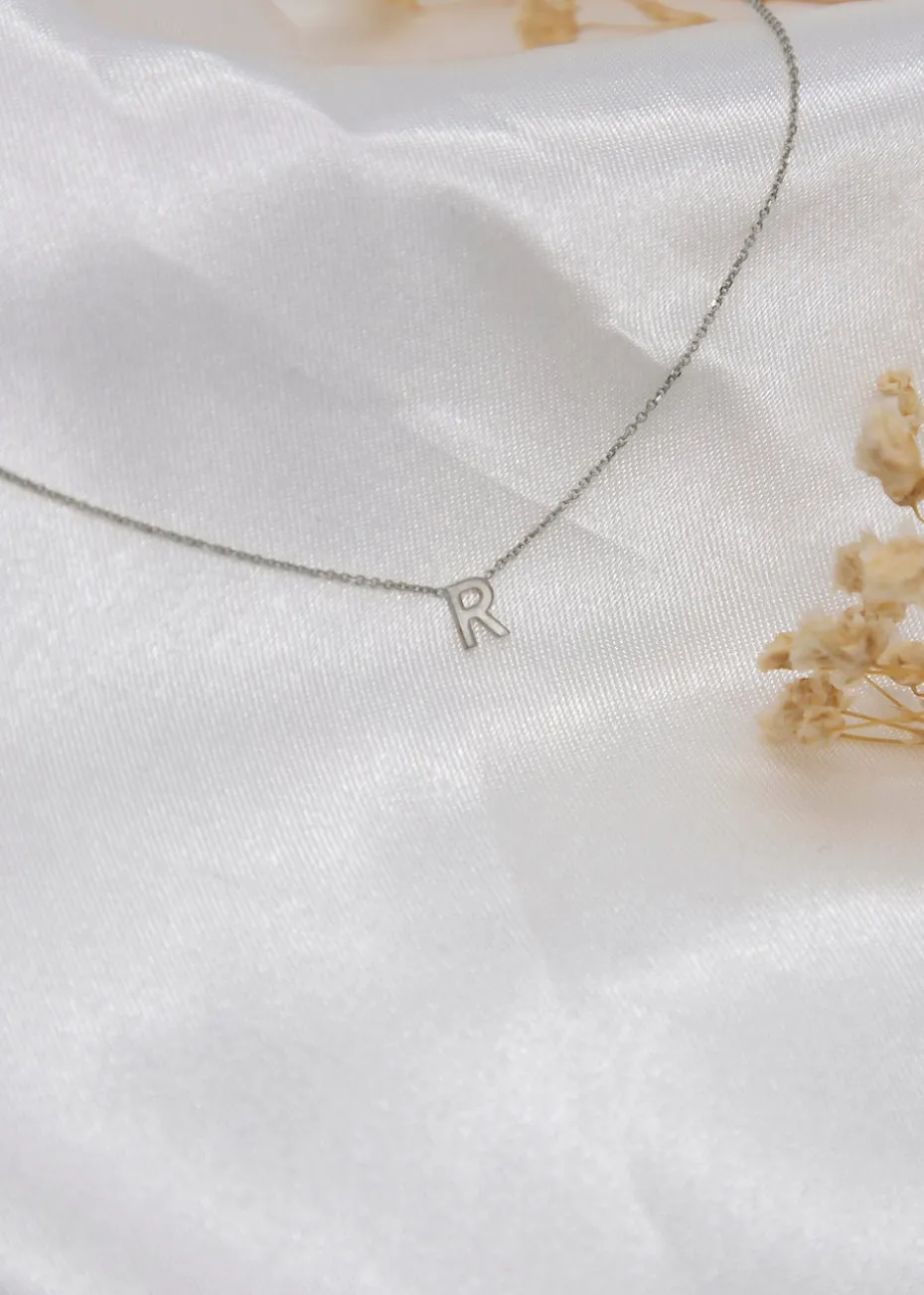 Golden Moments Sterling Silver 'R' Initial Necklace
