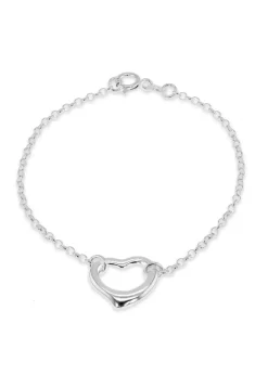 Golden Moments Sterling Silver Heart-Charm Belcher Bracelet