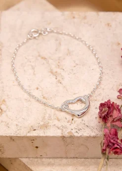 Golden Moments Sterling Silver Heart-Charm Belcher Bracelet
