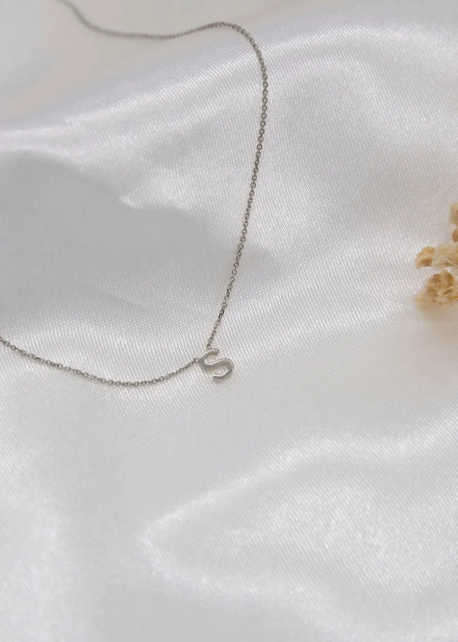 Golden Moments Sterling Silver 'S' Initial Necklace