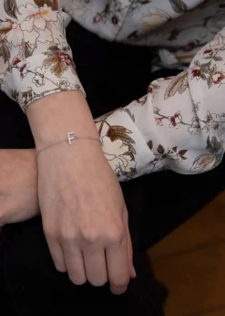 Golden Moments Sterling Silver CZ 'F' Initial Bracelet