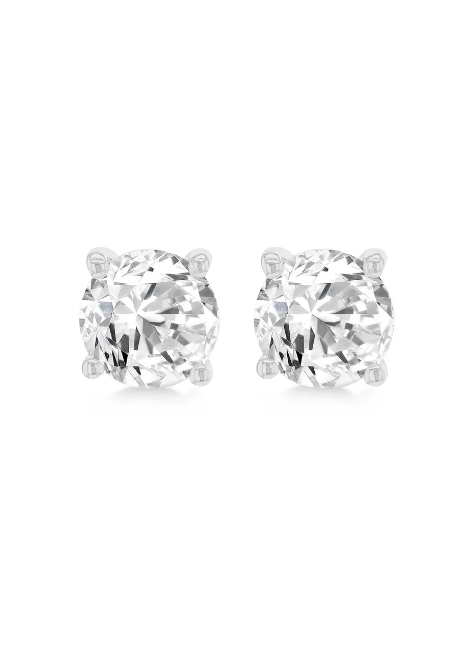 Golden Moments Sterling Silver CZ Stud Earrings