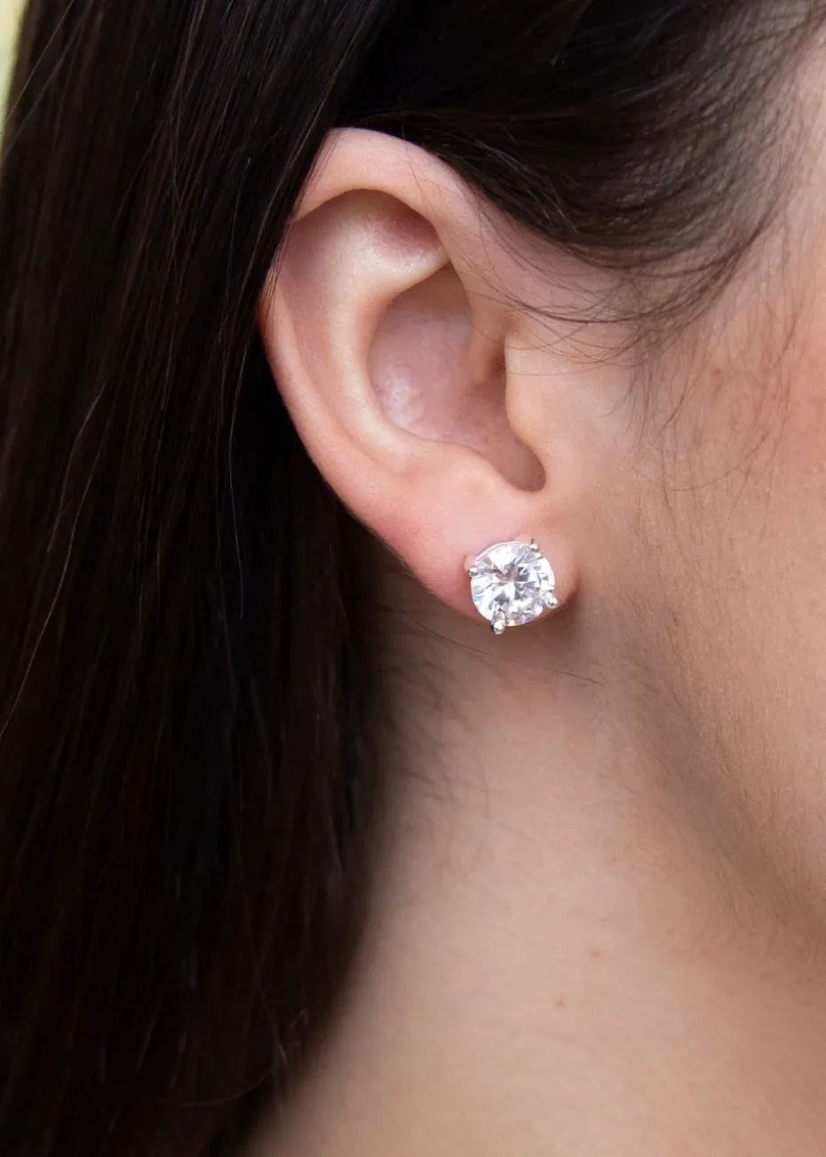 Golden Moments Sterling Silver CZ Stud Earrings