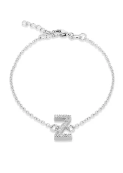 Golden Moments Sterling Silver CZ 'Z' Initial Bracelet