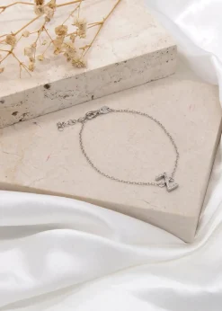 Golden Moments Sterling Silver CZ 'Z' Initial Bracelet