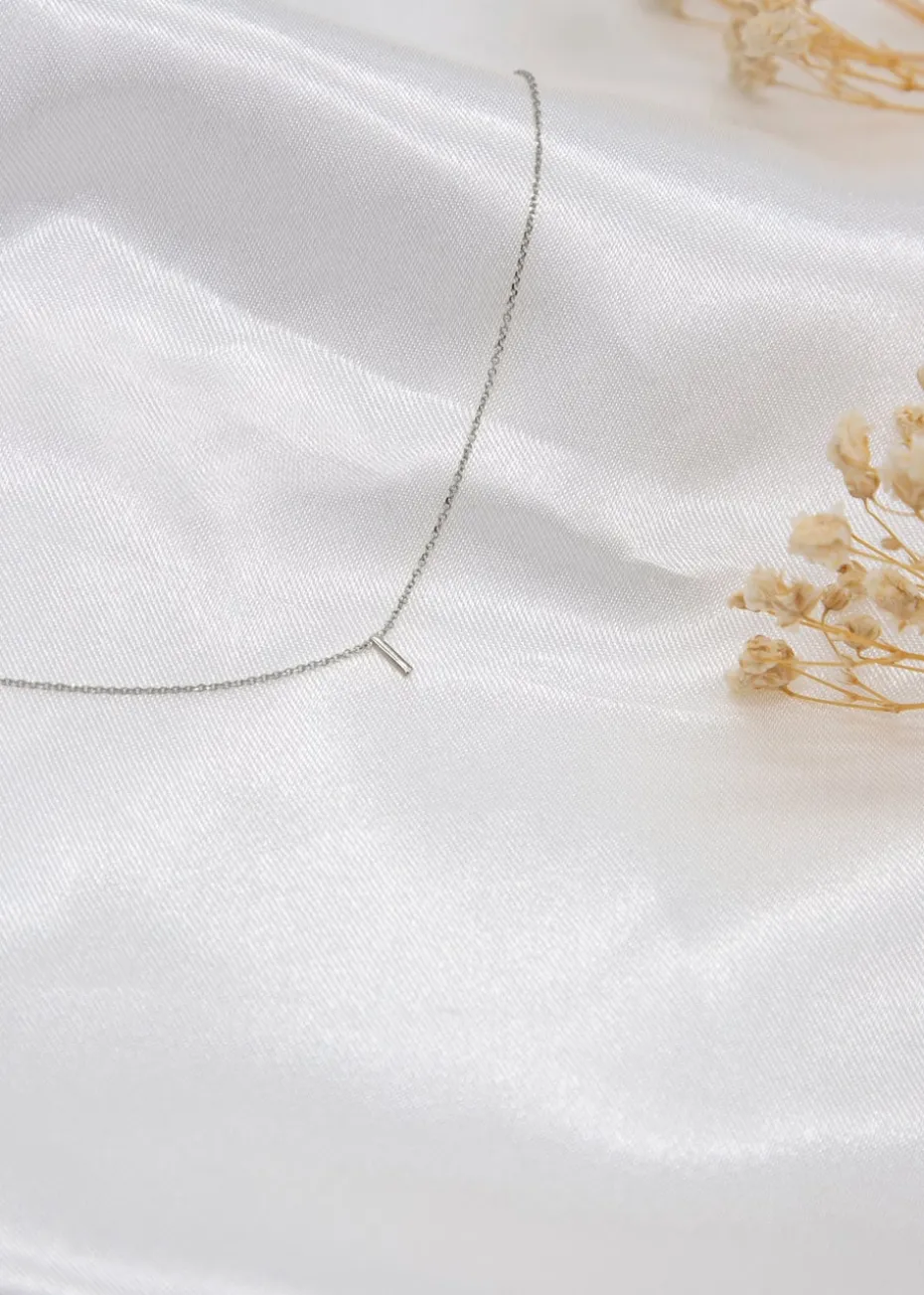Golden Moments Sterling Silver 'I' Initial Necklace