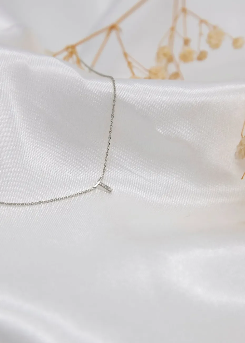 Golden Moments Sterling Silver 'T' Initial Necklace