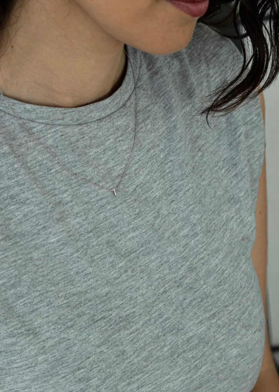 Golden Moments Sterling Silver 'T' Initial Necklace