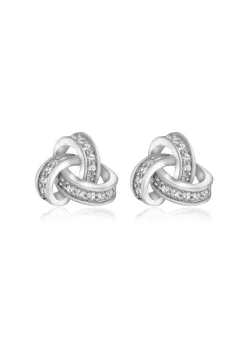 Golden Moments Sterling Silver CZ Knot Earrings