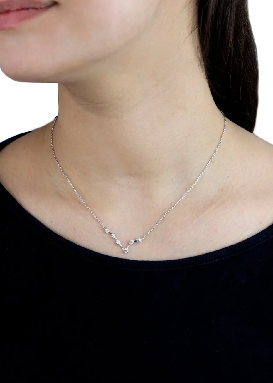 Golden Moments Sterling Silver Pisces Star Constellation Necklace