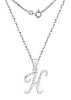 Golden Moments Sterling Silver Diamond 'H' Initial Necklace