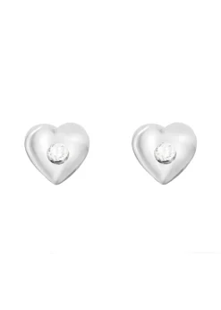 Golden Moments Sterling Silver Diamond Heart Stud Earrings