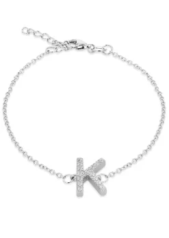 Golden Moments Sterling Silver CZ 'K' Initial Bracelet