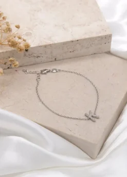 Golden Moments Sterling Silver CZ 'K' Initial Bracelet