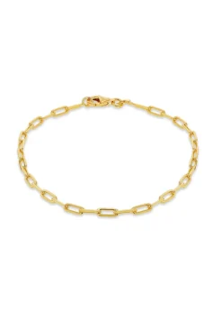 Golden Moments Sterling Silver Gold Plated Paper Chain Bracelet