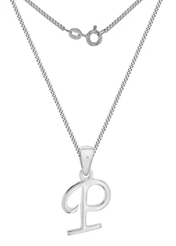 Golden Moments Sterling Silver Diamond 'P' Initial Necklace